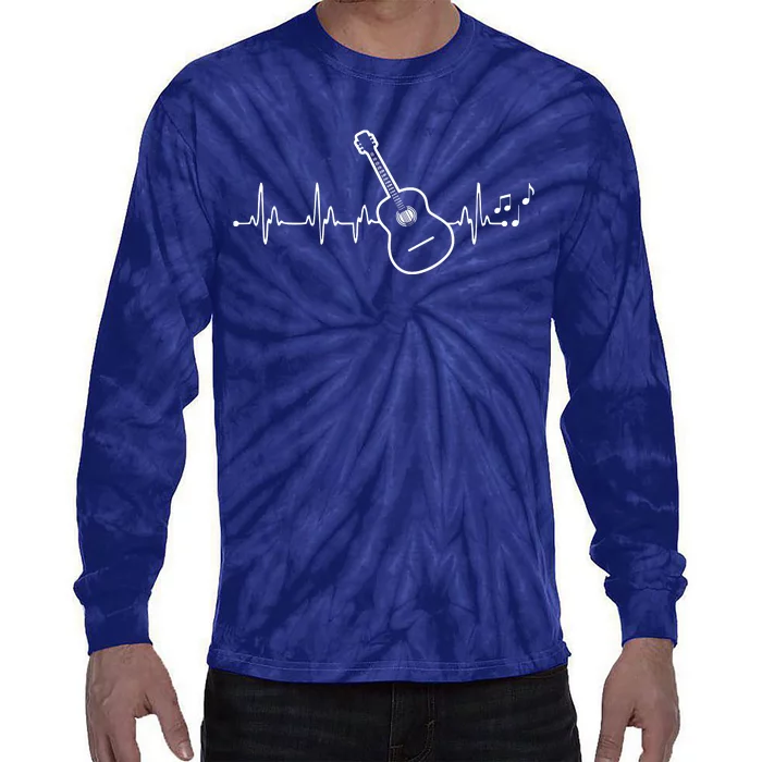 Acoustic Guitar Heartbeat Clothing Heartbeat Guitar Player Tie-Dye Long Sleeve Shirt