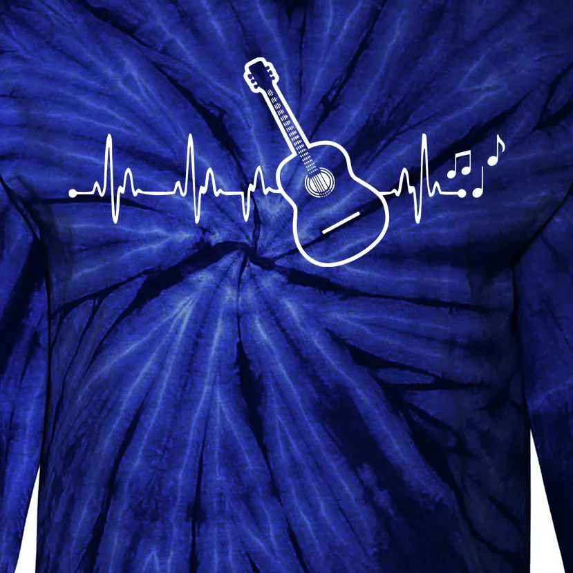 Acoustic Guitar Heartbeat Clothing Heartbeat Guitar Player Tie-Dye Long Sleeve Shirt