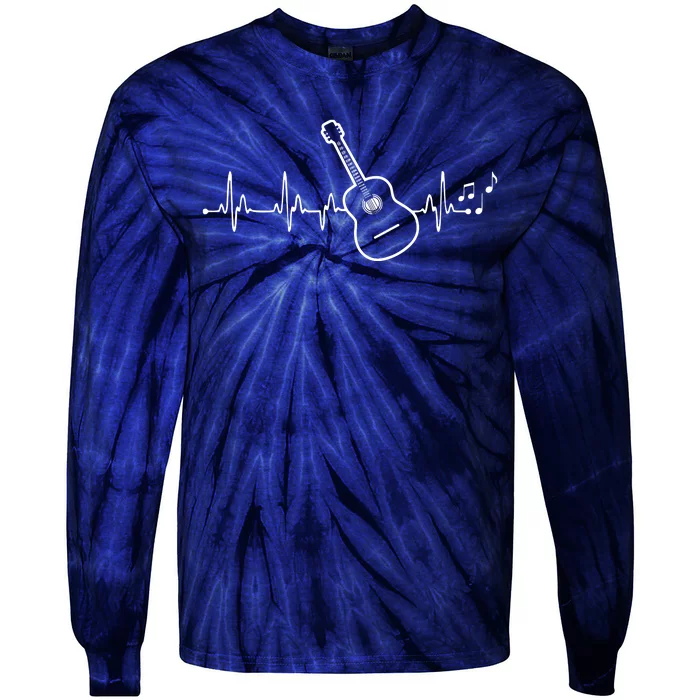 Acoustic Guitar Heartbeat Clothing Heartbeat Guitar Player Tie-Dye Long Sleeve Shirt