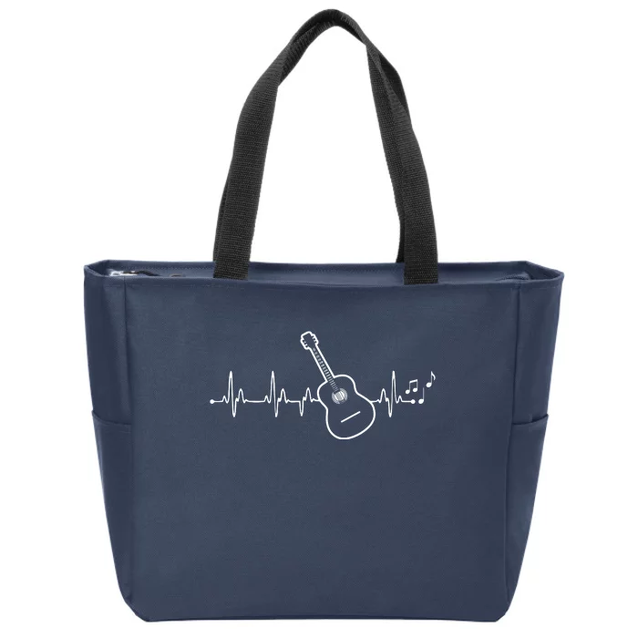 Acoustic Guitar Heartbeat Clothing Heartbeat Guitar Player Zip Tote Bag