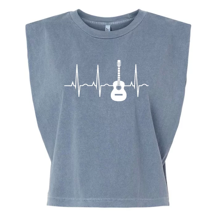 Acoustic Guitar Heartbeat Shirts Guitar Musician Garment-Dyed Women's Muscle Tee