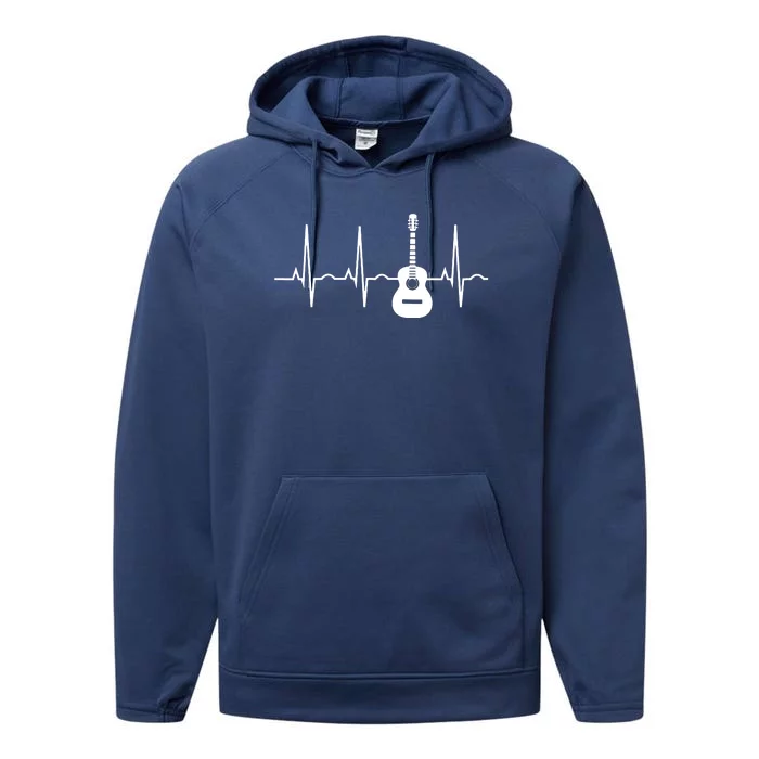 Acoustic Guitar Heartbeat Shirts Guitar Musician Performance Fleece Hoodie