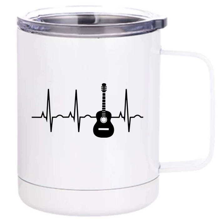 Acoustic Guitar Heartbeat Shirts Guitar Musician Front & Back 12oz Stainless Steel Tumbler Cup