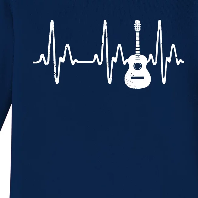 Acoustic Guitar Heartbeat Shirts Guitar Musician Baby Long Sleeve Bodysuit