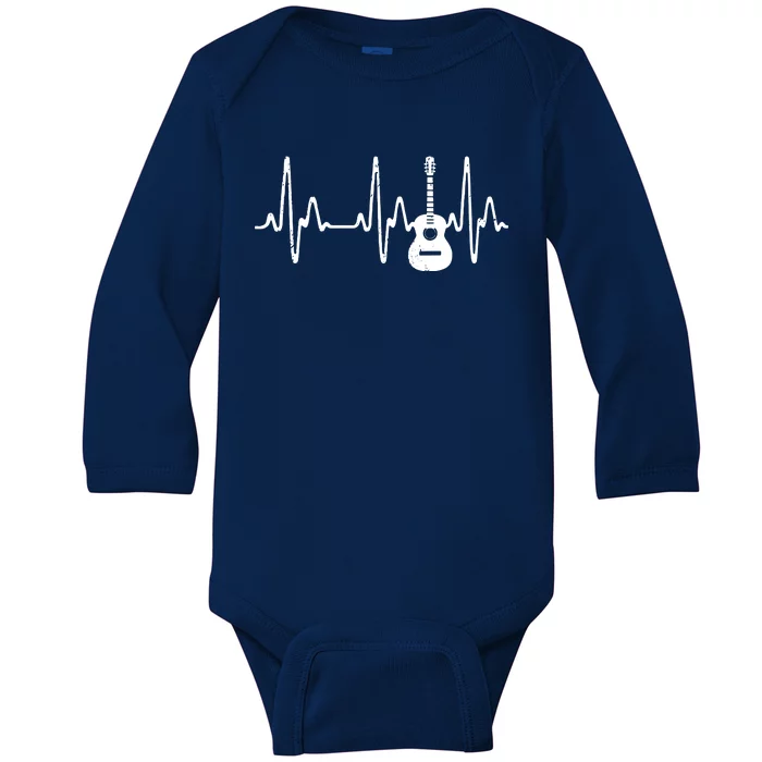 Acoustic Guitar Heartbeat Shirts Guitar Musician Baby Long Sleeve Bodysuit