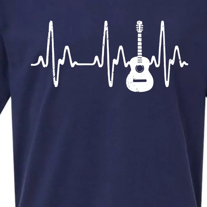 Acoustic Guitar Heartbeat Shirts Guitar Musician Sueded Cloud Jersey T-Shirt