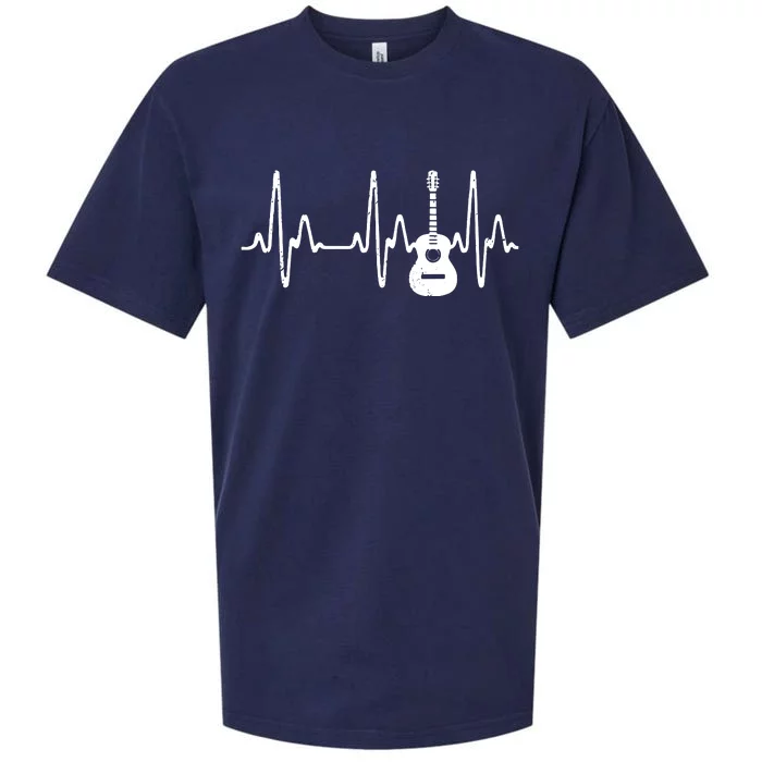 Acoustic Guitar Heartbeat Shirts Guitar Musician Sueded Cloud Jersey T-Shirt