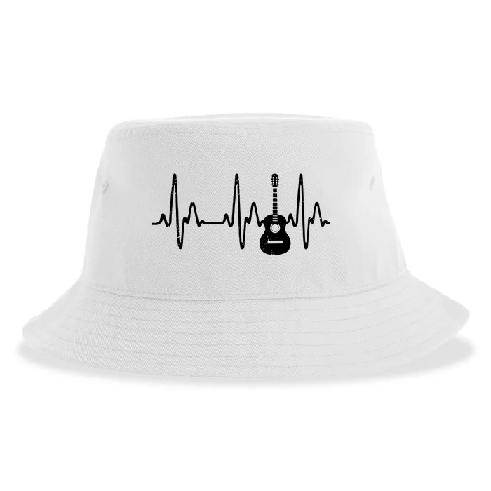 Acoustic Guitar Heartbeat Shirts Guitar Musician Sustainable Bucket Hat