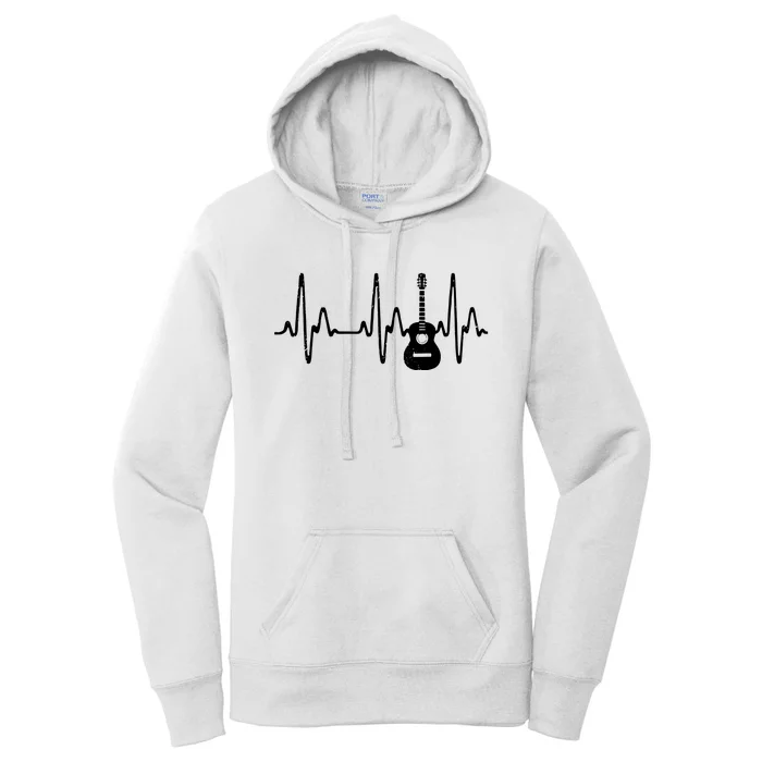 Acoustic Guitar Heartbeat Shirts Guitar Musician Women's Pullover Hoodie