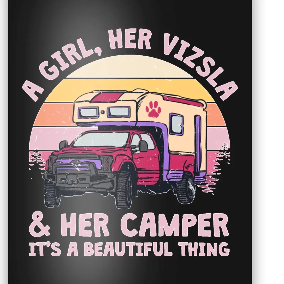 A Girl Her Izsla And Her Camper Hungarian Pointer Dog Lover Poster