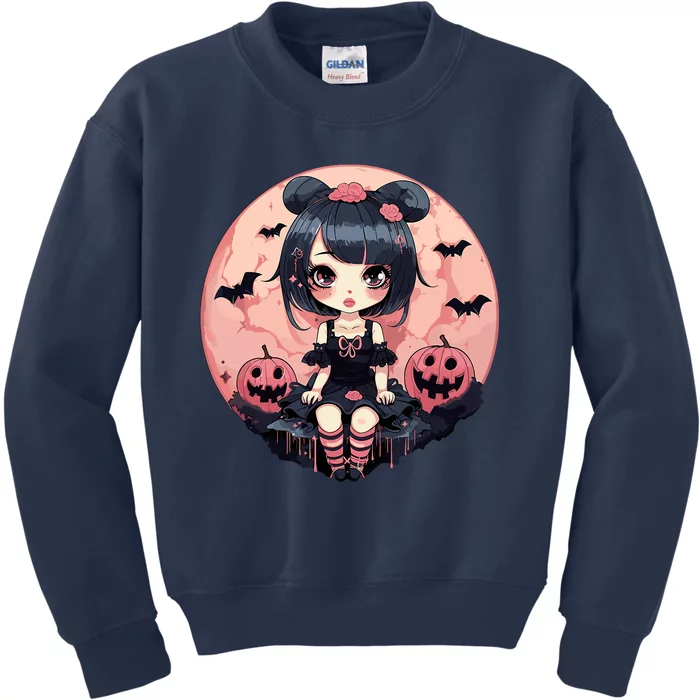 Anime Girls Halloween Otaku Manga Graphic Kids Sweatshirt