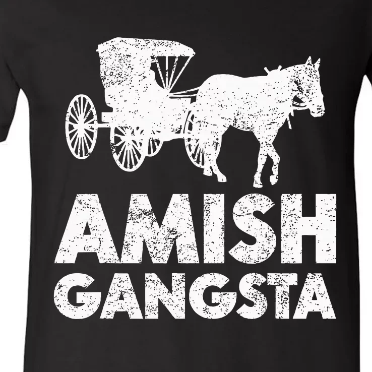 Amish Gangsta Horse And Buggy Funny Amish Gift V-Neck T-Shirt