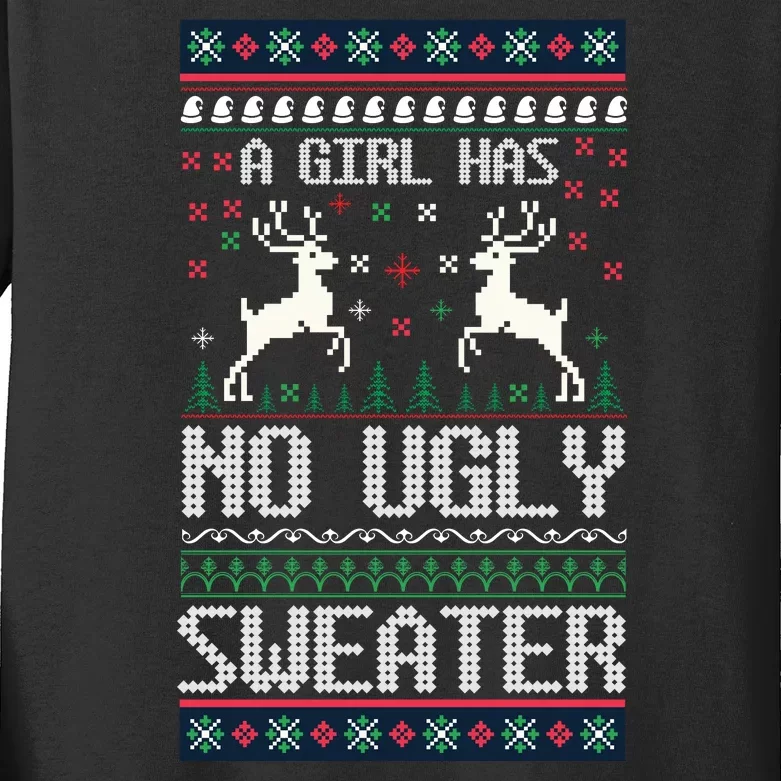 A Girl Has No Ugly Sweater Kids Long Sleeve Shirt