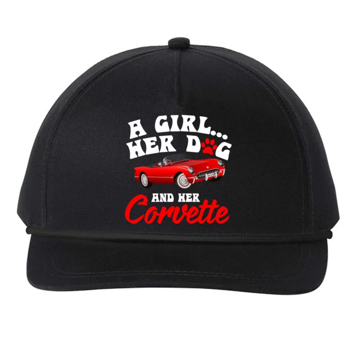 A Girl Her Dog And Her Corvette Dog Mom Snapback Five-Panel Rope Hat