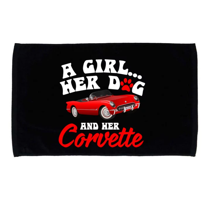 A Girl Her Dog And Her Corvette Dog Mom Microfiber Hand Towel