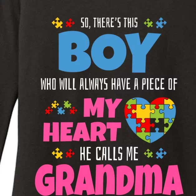 Autism Grandma He Has My Heart Autistic Grandson Gift Womens CVC Long Sleeve Shirt