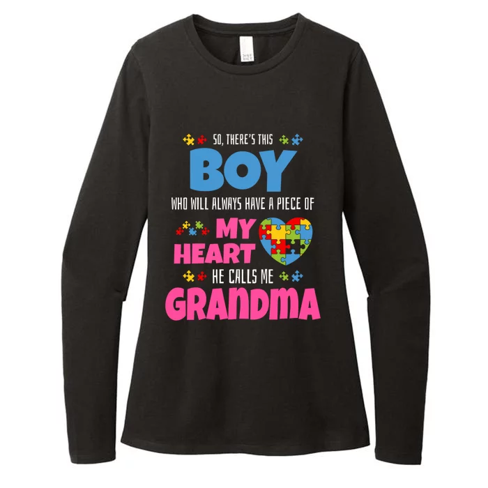 Autism Grandma He Has My Heart Autistic Grandson Gift Womens CVC Long Sleeve Shirt