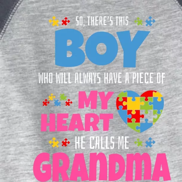 Autism Grandma He Has My Heart Autistic Grandson Gift Toddler Fine Jersey T-Shirt