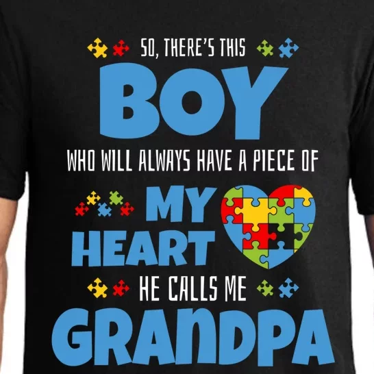 Autism Grandpa He Has My Heart Autistic Grandson Cute Gift Pajama Set