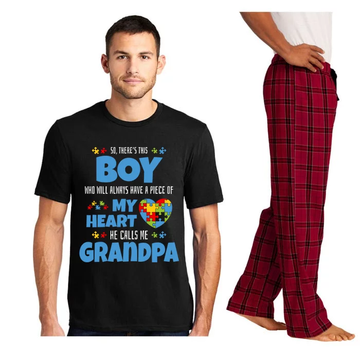 Autism Grandpa He Has My Heart Autistic Grandson Cute Gift Pajama Set