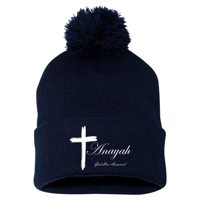 Anayah God Has Answered Pom Pom 12in Knit Beanie