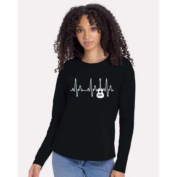 Acoustic Guitar Heartbeat Guitar Musician Womens Cotton Relaxed Long Sleeve T-Shirt