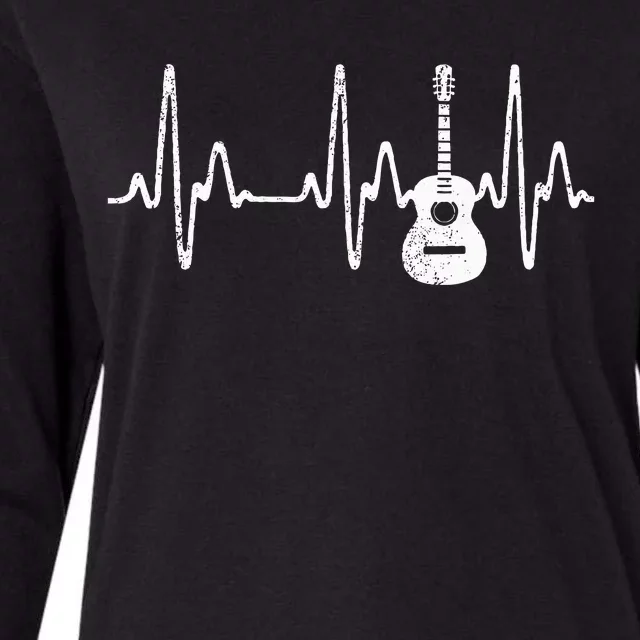 Acoustic Guitar Heartbeat Guitar Musician Womens Cotton Relaxed Long Sleeve T-Shirt