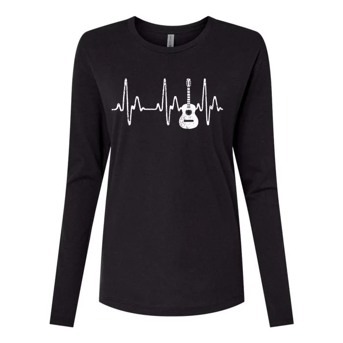 Acoustic Guitar Heartbeat Guitar Musician Womens Cotton Relaxed Long Sleeve T-Shirt