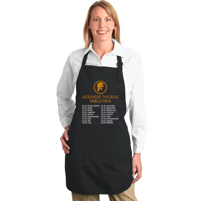 Ancient Greek History Alexander The Great W.O.R.L.D T.O.U.R Full-Length Apron With Pocket