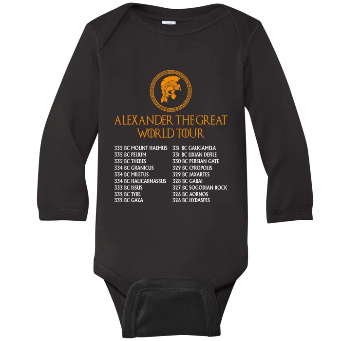 Ancient Greek History Alexander The Great W.O.R.L.D T.O.U.R Baby Long Sleeve Bodysuit