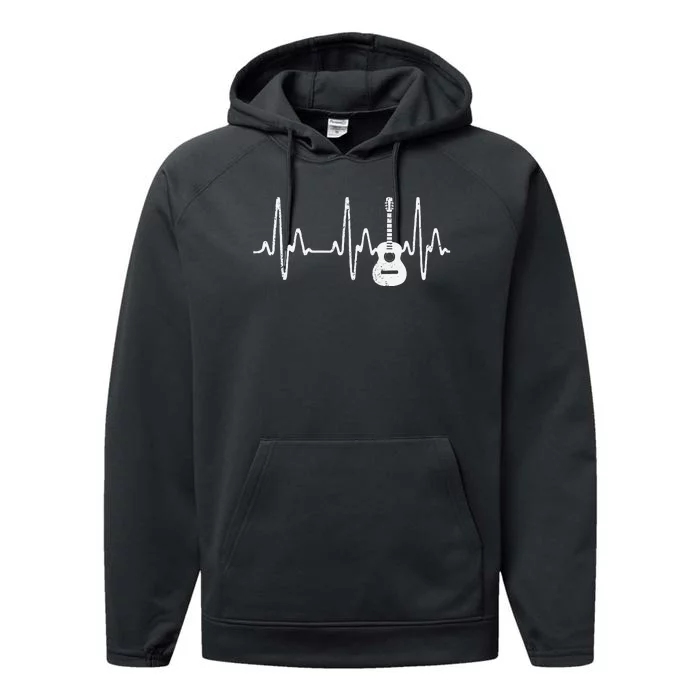 Acoustic Guitar Heartbeat funny Guitar Musician Performance Fleece Hoodie