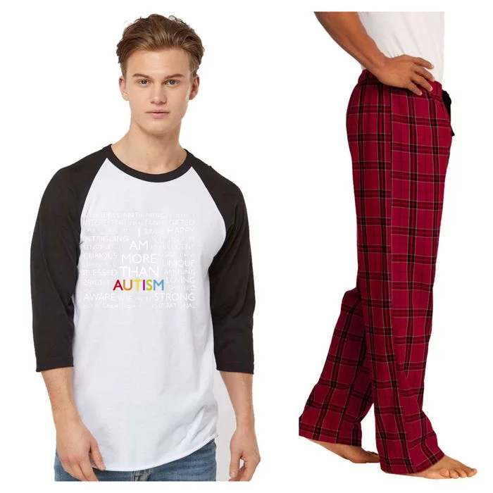 Autism Gift I Am More Than Autism Gift Raglan Sleeve Pajama Set