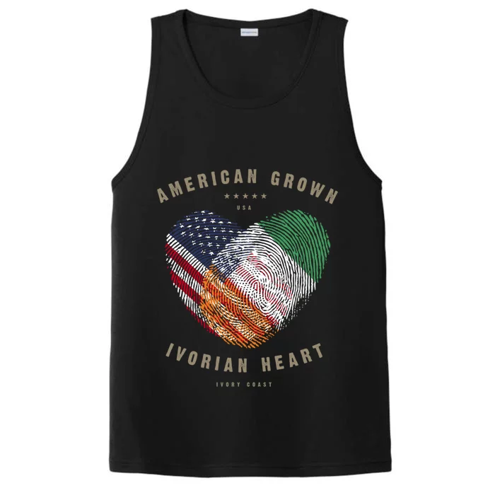 American Grown Ivorian Heart Love Ivory Coast Flag Funny Gift Performance Tank