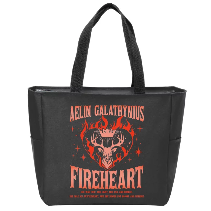 Aelin Galathynius Inspired Fireheart Fantasy Novel Fan Zip Tote Bag