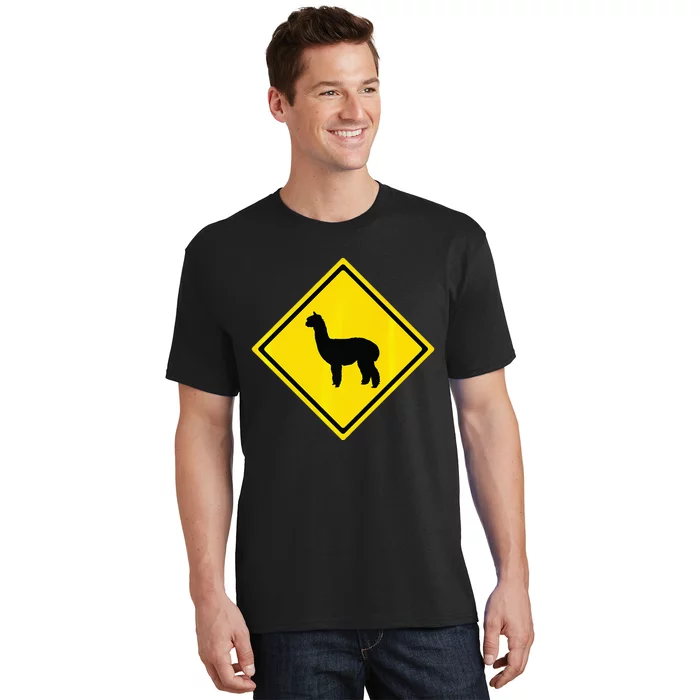 Alpaca Gift Idea Warning Alpaca Crossing Premium T-Shirt