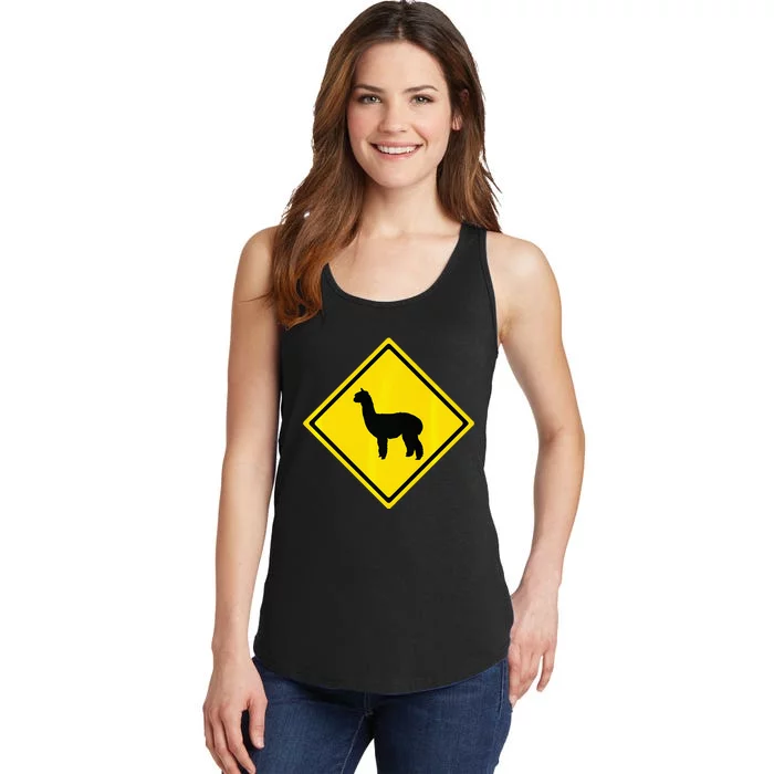 Alpaca Gift Idea Warning Alpaca Crossing Premium Ladies Essential Tank