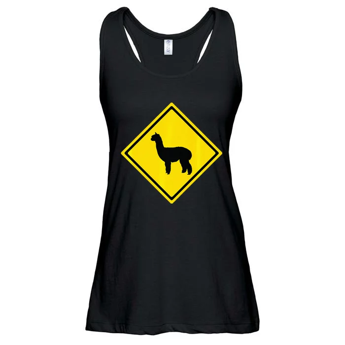 Alpaca Gift Idea Warning Alpaca Crossing Premium Ladies Essential Flowy Tank