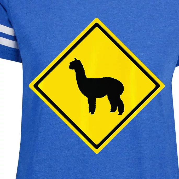 Alpaca Gift Idea Warning Alpaca Crossing Premium Enza Ladies Jersey Football T-Shirt