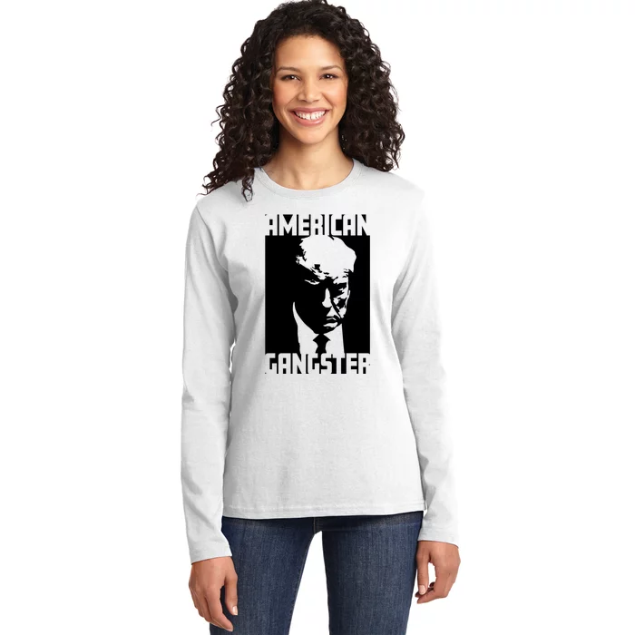 American Gangster Iconic Trump Mugshot Artwork Ladies Long Sleeve Shirt