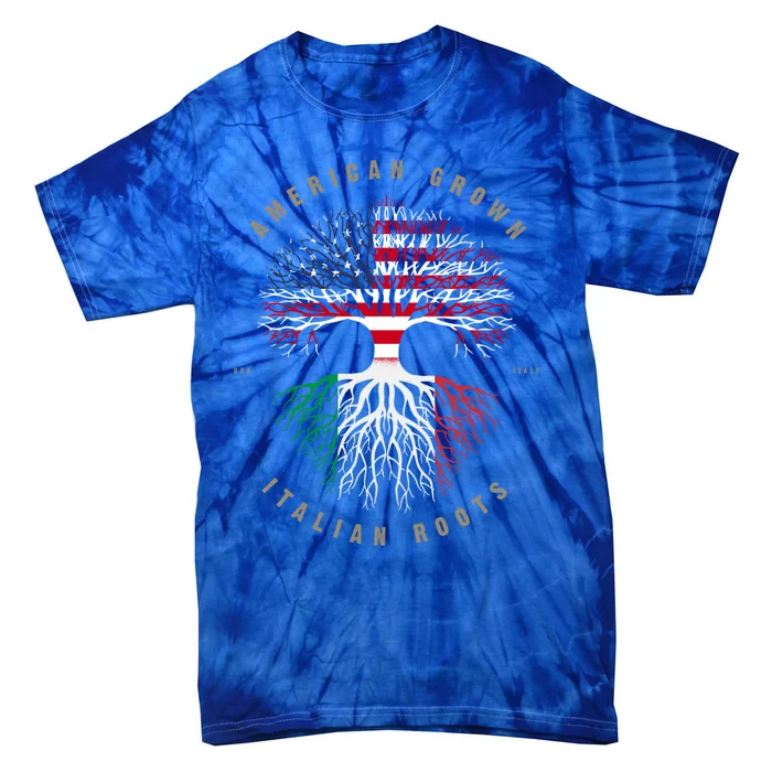 American Grown Italian Roots Italy Flag Gift Tie-Dye T-Shirt