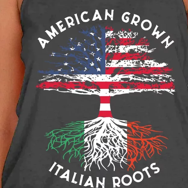 American Grown Italian Roots Family Tree Italy Flag Italian Women's Knotted Racerback Tank