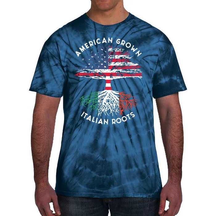 American Grown Italian Roots Family Tree Italy Flag Italian Tie-Dye T-Shirt