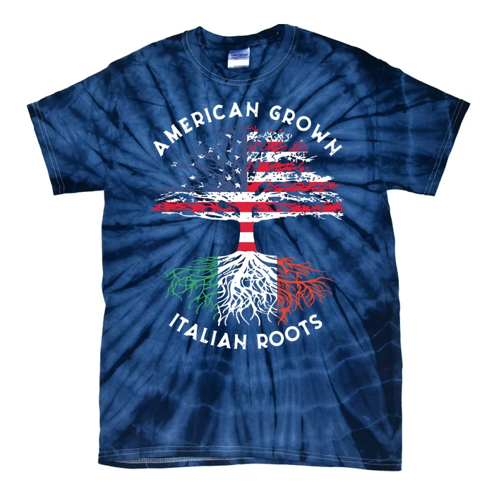 American Grown Italian Roots Family Tree Italy Flag Italian Tie-Dye T-Shirt