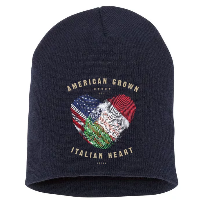 American Grown Italian Heart Love Italy Flag Short Acrylic Beanie