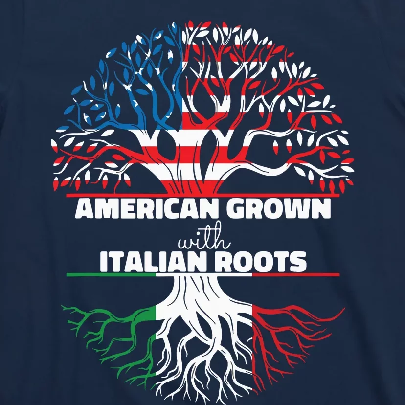 American Grown Italian Roots Half America Italy Usa Us Flag T-Shirt