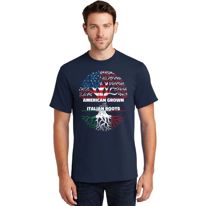 American Grown Italian Roots Half America Italy Usa Us Flag Tall T-Shirt