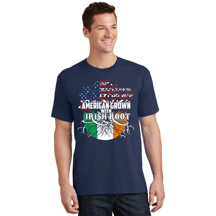 American Grown Irish Root Flag Ireland St Patricks Day T-Shirt