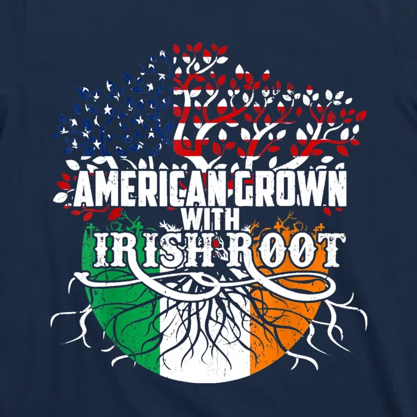 American Grown Irish Root Flag Ireland St Patricks Day T-Shirt