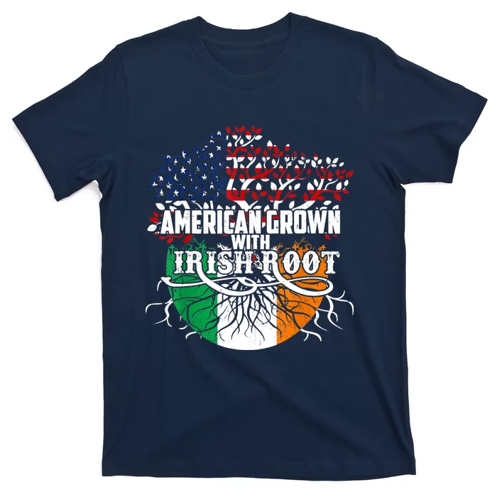 American Grown Irish Root Flag Ireland St Patricks Day T-Shirt