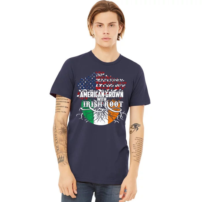 American Grown Irish Root Flag Ireland St Patricks Day Premium T-Shirt